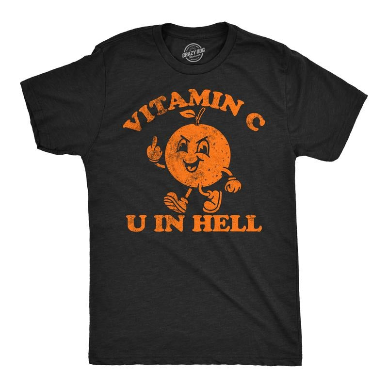 Mens Funny T Shirts Vitamin C U In Hell Sarcastic Orange Graphic Tee For Men Mens Funny T Shirts Cool Tees Soft Stylish...