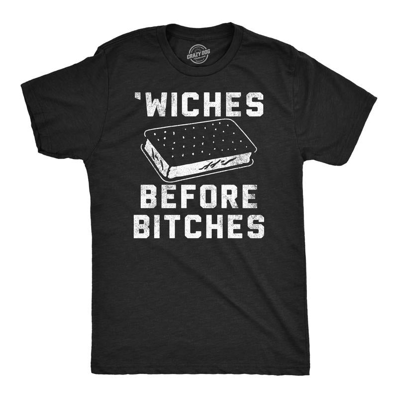 Mens Funny T Shirts Wiches Before Bitches Sarcastic Ice Cream Sandwich Graphic Tee For Men Mens Funny T Shirts Cool Tees...