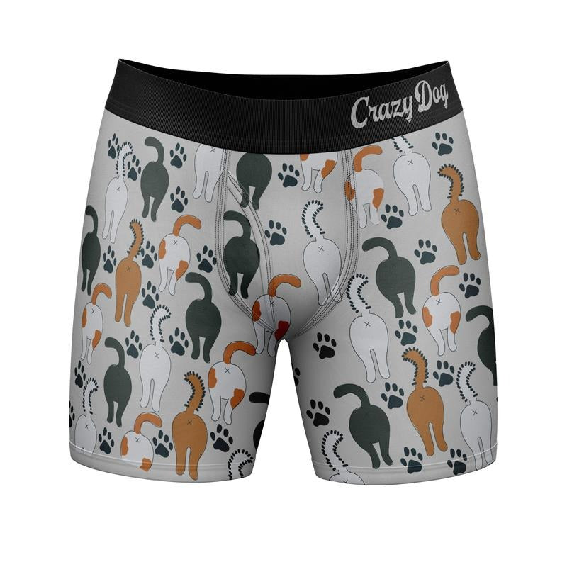 Mens Guess What Cat Butt Boxers Funny Sarcastic Kitten Butts Joke Saying Novelty Underwear for Guys Funny Graphic Boxers...