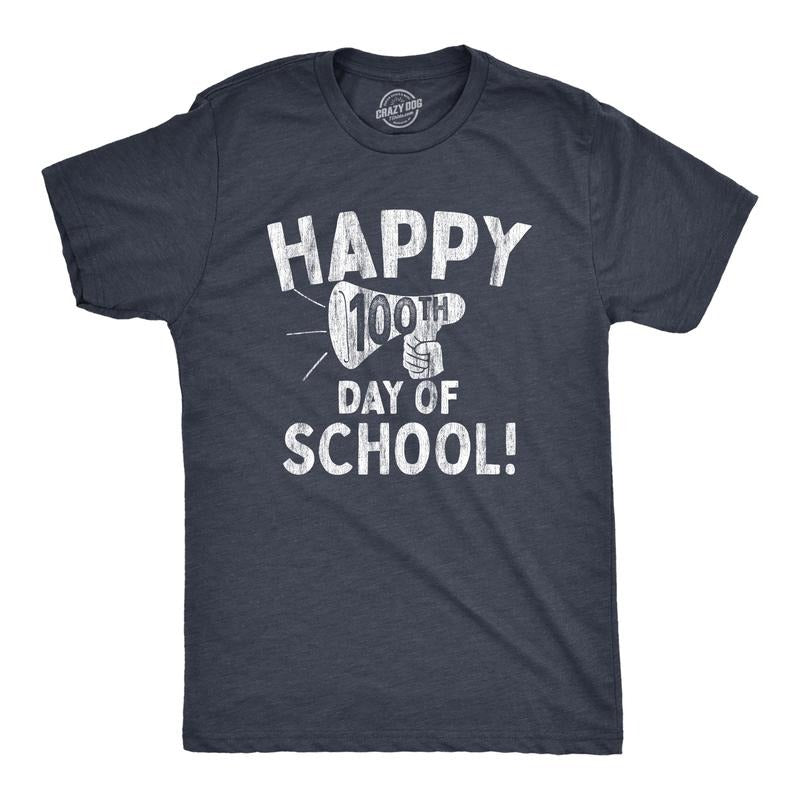 Happy 100th Day School Funny Teacher Learning Guys Funny Cool Soft Casual Menswear Funny Teacher Novelty Guys Navy T-Shirts, Hoodie, Sweatshirt