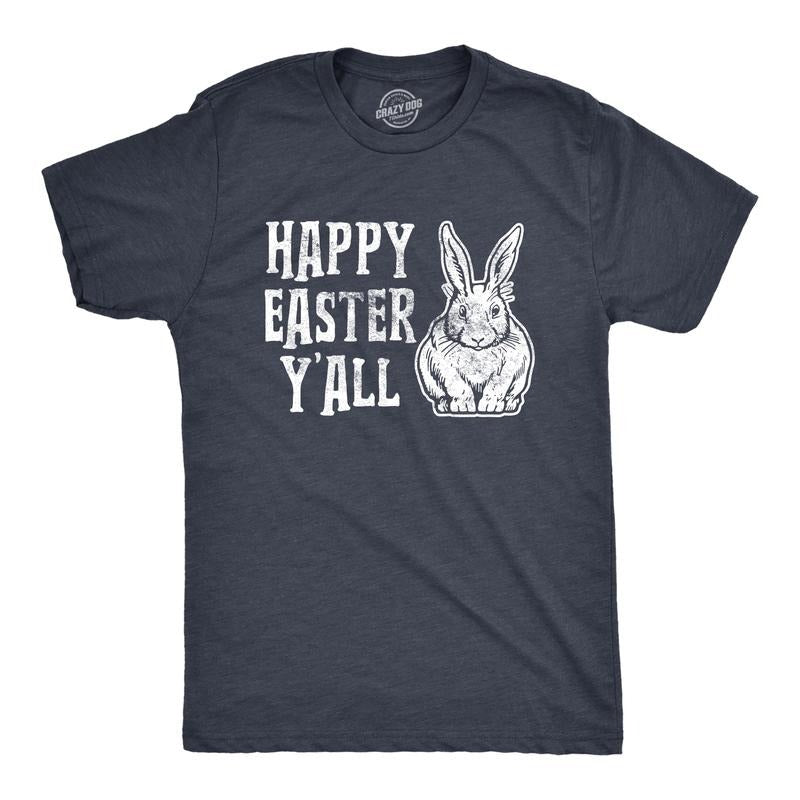 Mens Happy Easter Yall T shirt Funny Bunny Saying Egg Hunt Basket Gift for Him Mens Funny T Shirts Cool Tees Soft Stylish...