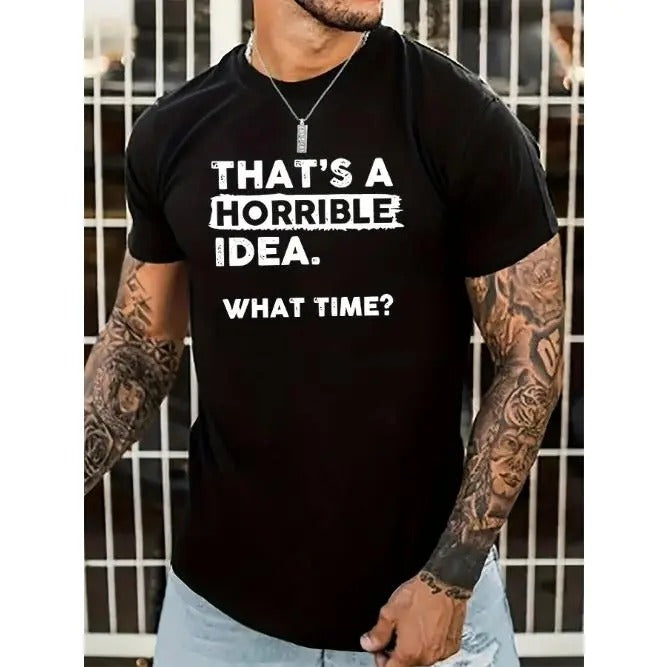 Mens Horror Print T-Shirt - Comfortable Round Neck, Lightweight Short Sleeves - Trendy Regular Fit for Spring Summer Style