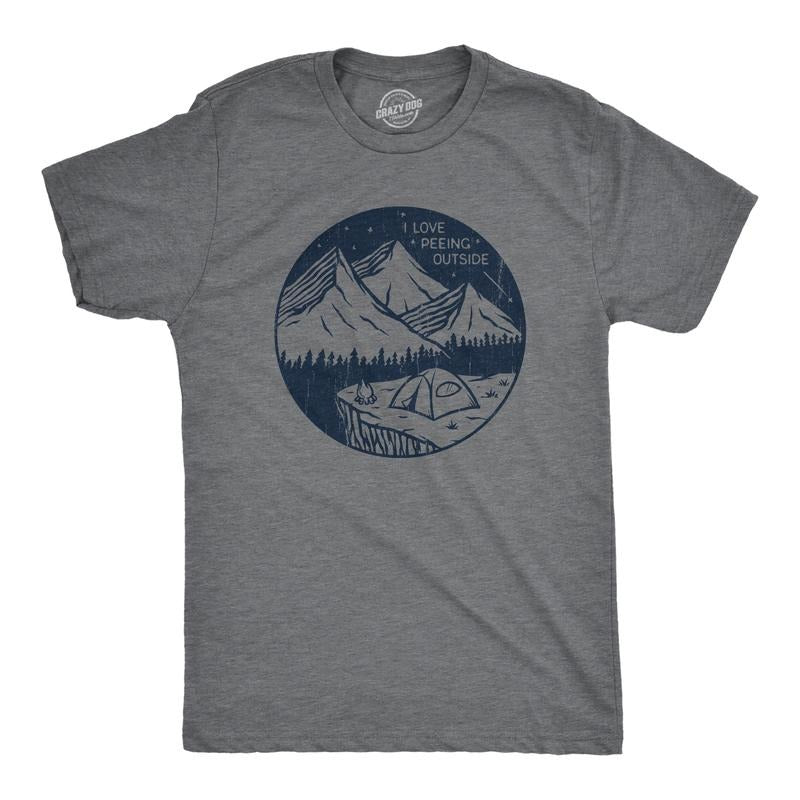 I Love Peeing Outside Funny Sarcastic Camping Nature Lovers Guys Funny Cool Soft Casual Menswear Funny Camping Short Sleeve Novelty Guys Dark Grey T-Shirts, Hoodie, Sweatshirt