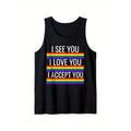 Mens I See I Love You I Accept You LGBTQ Ally Gay Pride Cute Tank Top, 100% Cotton, Fabric Weight 180G, Holiday Casual...