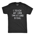 Mens I Teach My Kids to Hit and Steal T Shirt Funny Baseball Lovers Coaching Joke Tee for Guys Mens Funny T Shirts Cool...