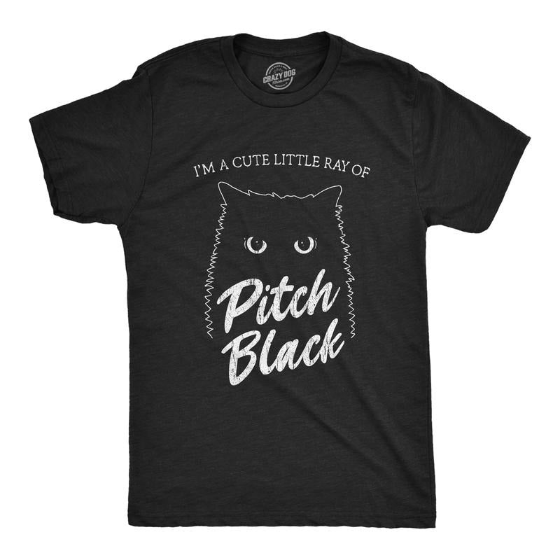 Mens I'm A Cute Little Ray Of Pitch Black T Shirt Funny Pet Cat Kitty Halloween Graphic Novelty Tee Mens Funny T Shirts...