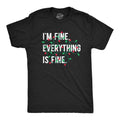 Mens Im Fine Everything Is Fine T Shirt Funny Xmas Lights Decoration Tee For Guys Mens Funny T Shirts Cool Tees Soft...