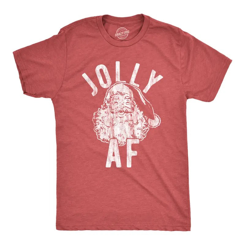 Jolly AF Funny Santa Claus Party Sarcastic Novelty Funny Cool Soft Casual Menswear Novelty Guys Red T-Shirts, Hoodie, Sweatshirt