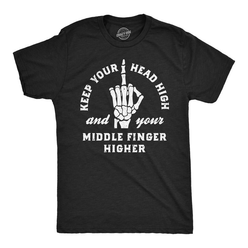 Mens Keep Your Head High And Your Middle Finger Higher Funny T Shirt For Men Mens Funny T Shirts Cool Tees Soft Stylish...