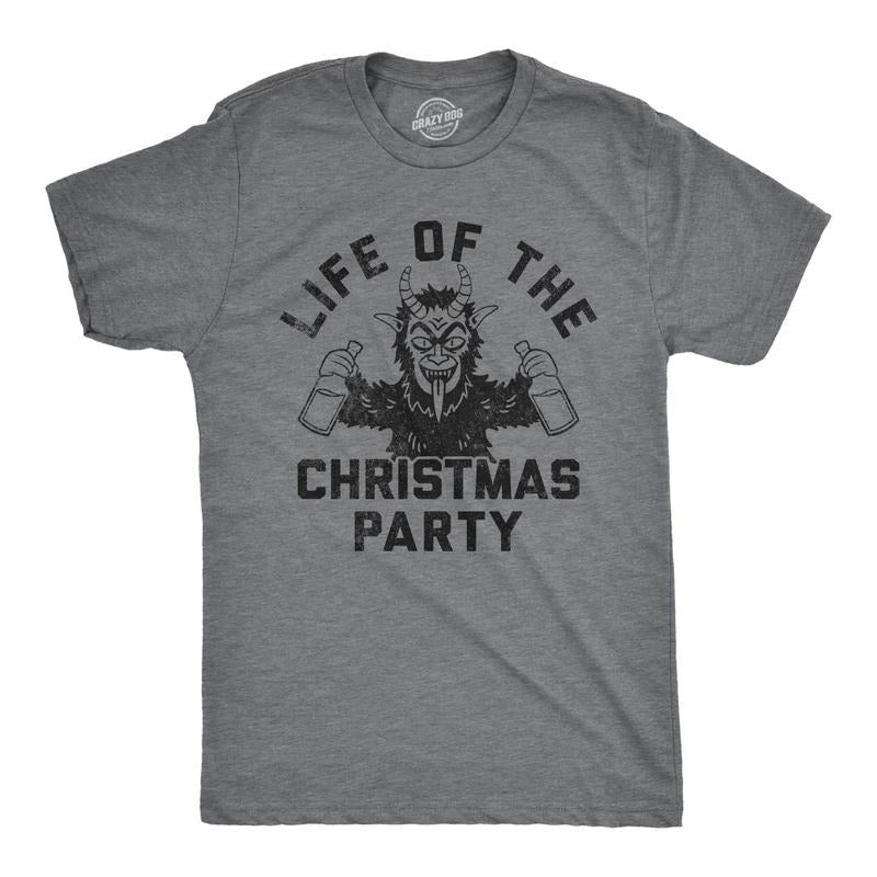 Life Party Funny Xmas Evil Krampus Partying Joke Guys Funny Cool Soft Casual Menswear Funny Sarcastic Short Dark Grey T-Shirts, Hoodie, Sweatshirt