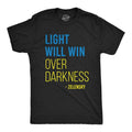 Mens Light Will Win Over Darkness T Shirt Cool Zelensky Ukraine Motivational Quote Graphic Tee for Guys Mens Funny T...