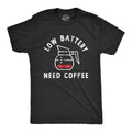 Mens Low Battery Need Coffee T Shirt Funny Sarcastic Low Power Bar Tee for Guys Mens Funny T Shirts Cool Tees Soft...