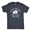 Mens Meowy Christmas And A Happy Mew Year T Shirt Funny Xmas Kitten Lovers Tee For Guys Mens Funny T Shirts Cool Tees...