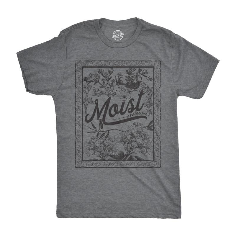 Mens Moist Floral Print T Shirt Funny Gross Word Tee Mens Funny T Shirts Cool Tees Soft Stylish Casual Menswear Novelty...
