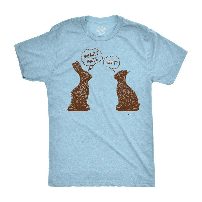 Mens My Butt Hurts T Shirt Funny Easter Egg Chocolate Bunny Sarcastic Gift Tee Mens Funny T Shirts Cool Tees Soft Stylish...