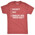 Mens Naughty Nice Innocent Until Proven Guilty T Shirt Funny Xmas Santas List Joke Tee For Guys Mens Funny T Shirts Cool...