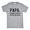 Mens Papa The Man The Myth The Bad Influence T Shirt Funny Fathers Day Grandpa Graphic Tee Mens Funny T Shirts Cool Tees...