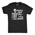 Mens People Give Me The Creeps Skeleton T Shirt Funny Halloween Scary Dead Introverted Joke Tee For Guys Mens Funny T...