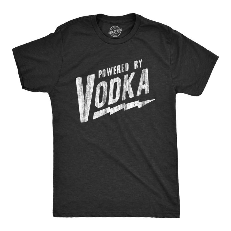 Powered Vodka Funny Liquor Lovers Drinking Guys Funny Cool Soft Casual Menswear Liquor Funny Drinking Short Sleeve Novelty Black T-Shirts, Hoodie, Sweatshirt
