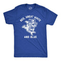 Mens Red Great White and Blue T Shirt Funny 4th Of July Shark USA Patriotic Graphic Tee Mens Funny T Shirts Cool Tees...