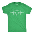 Mens Saint Patrick's Heart Beat T Shirt Funny Pulse Monitor Line Clover St. Paddy's Day Parade Novelty Tee For Guys Mens...