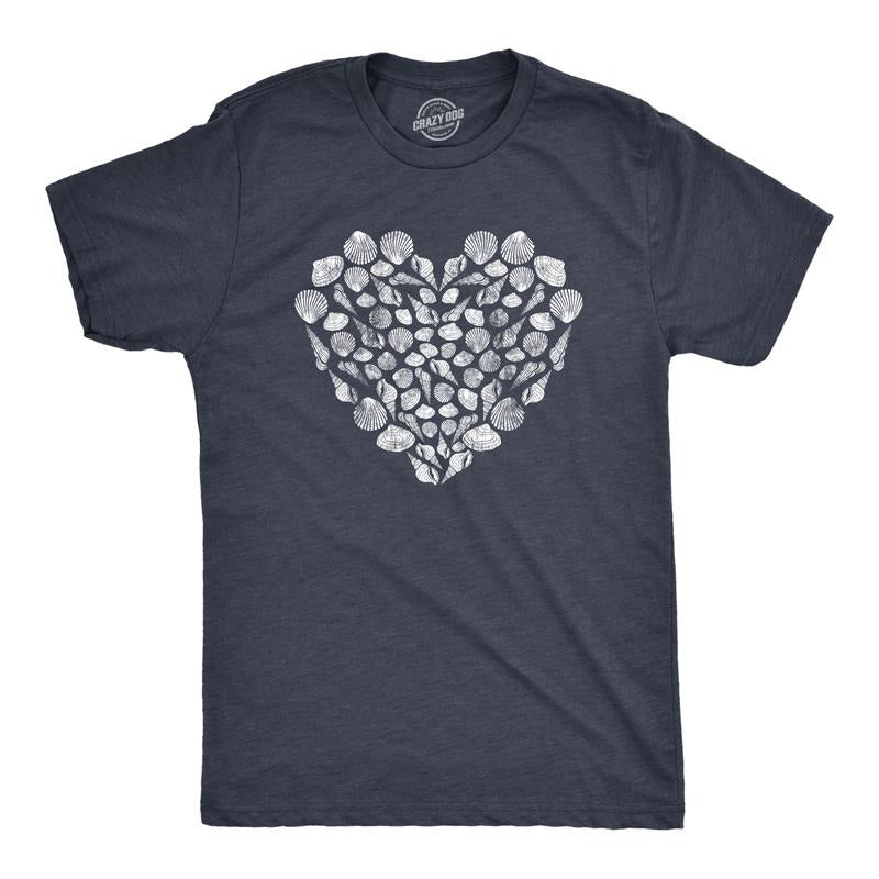 Shell Heart Cute Beach Lover Tropical Vacation Ocean Funny Cool Slimming Plus Sizes Funny Summer Novelty Navy T-Shirts, Hoodie, Sweatshirt
