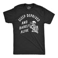 Mens Sleep Deprived and Barely Alive T Shirt Funny Exhausted Skeleton Joke Tee for Guys Mens Funny T Shirts Cool Tees...