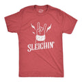 Mens Sleighin T Shirt Funny Santa Claus Christmas Rock And Roll Metal Fingers Graphic Tee Mens Funny T Shirts Cool Tees...