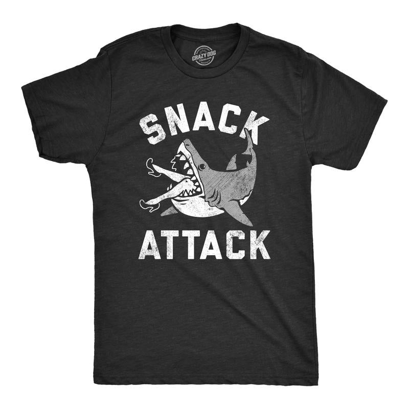Snack Attack Funny Shark Bite Eating Snacking Joke Guys Funny Cool Soft Casual Menswear Shark Funny Sarcastic Short Sleeve Novelty Black T-Shirts, Hoodie, Sweatshirt