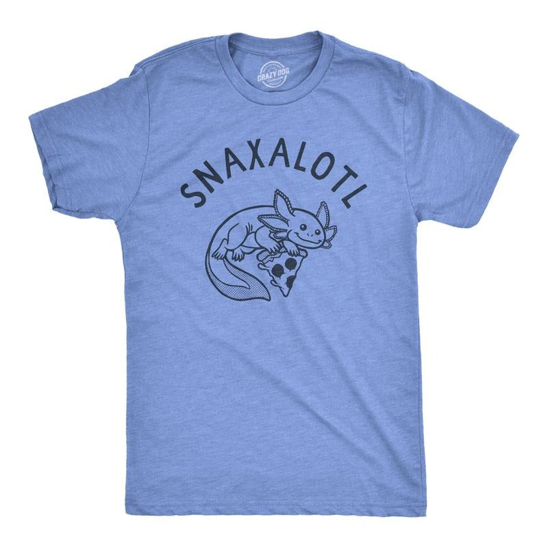 Snaxalotl Funny Cute Snacking Axolotl Guys Funny Cool Soft Casual Menswear Food Light Blue T-Shirts, Hoodie, Sweatshirt