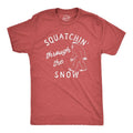 Squatchin Through Snow Funny Xmas Bigfoot Sasquatch Guys Funny Cool Soft Casual Menswear Funny Sarcastic Short Sleeve Red T-Shirts, Hoodie, Sweatshirt