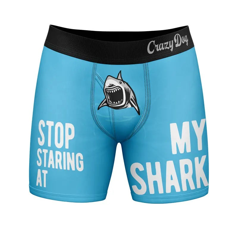 Stop Staring My Shark Boxers Funny Sarcastic Sexual Joke Novelty Underwear Guys Funny Boxers Shark Funny Sarcastic Novelty Boxer Briefs Blue T-Shirts, Hoodie, Sweatshirt