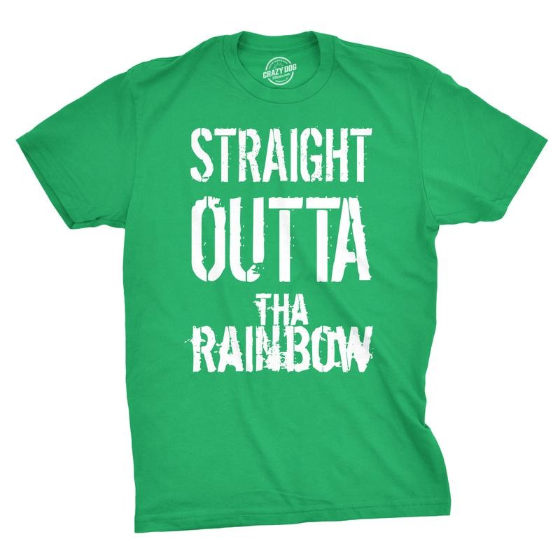 Mens Straight Outta The Rainbow Funny Irish Saint Patricks Day St Patty T Shirt Mens Funny T Shirts Cool Tees Soft...