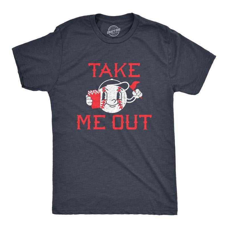 Take Me Out Funny Sarcastic Baseball Game Popcorn Guys Funny Cool Soft Casual Menswear Sarcastic Funny Baseball Short Sleeve Navy T-Shirts, Hoodie, Sweatshirt