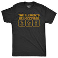 Mens The Elements Of Happiness Tacos T Shirt Funny Mexican Food Nerd Science Joke Tee for Guys Mens Funny T Shirts Cool...