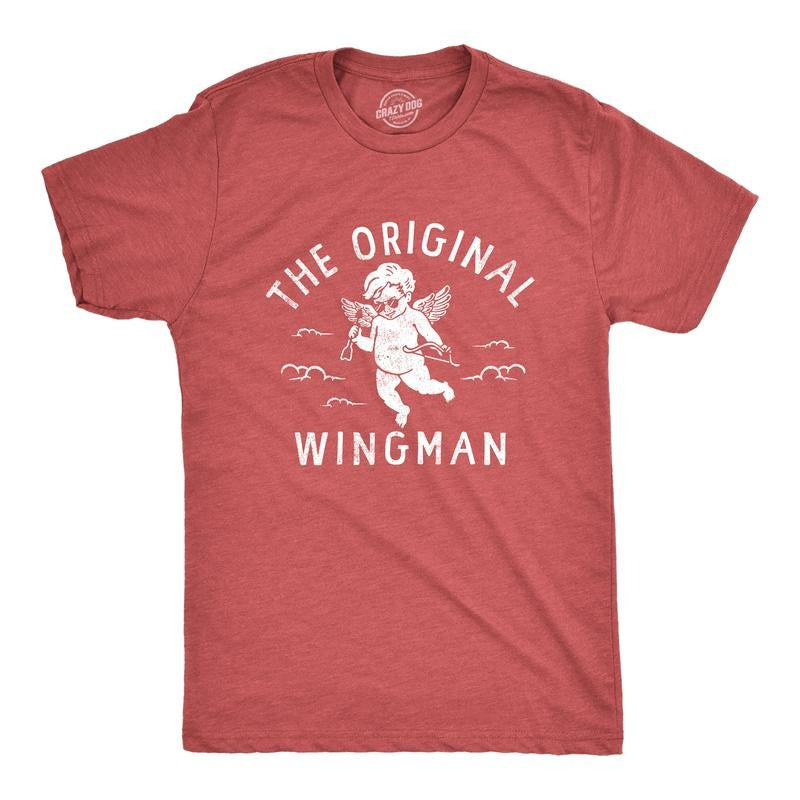 Mens The Original Wingman T Shirt Funny Valentines Day Cupid Tee For Guys Mens Funny T Shirts Cool Tees Soft Stylish...