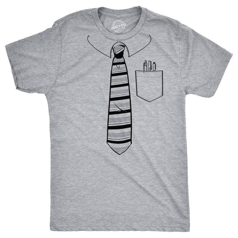 Tie Pocket Pens Funny Fake Office Work Joke Guys Funny Cool Soft Casual Light Grey T-Shirts, Hoodie, Sweatshirt