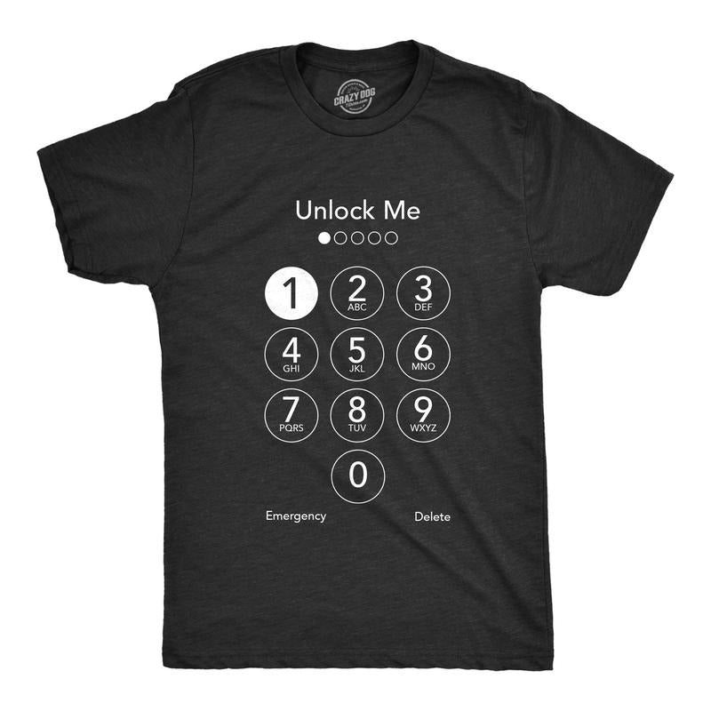 Mens Unlock Me T Shirt Funny Sarcastic Phone Passcode Lock Graphic Novelty Tee For Guys Hoodie, Sweatshirt | GrindPrints.com