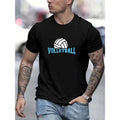 Mens Volleyball Champion Graphic Tee - Comfortable Short Sleeves for Casual Summer Style - Eye-Catching Print Design Made...