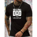 Mens Volleyball Dad Print T-shirt - Comfortable Crew Neck, Short Sleeves for Summer Cool