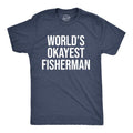 Mens Worlds Okayest Fisherman T Shirt Funny Fathers Day Fishing Tee Mens Funny T Shirts Cool Tees Soft Stylish Casual...
