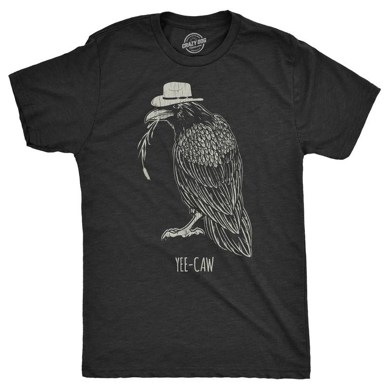Yee Caw Funny Southern Crow Raven Joke Guys Funny Cool Soft Casual Menswear Sarcastic Black T-Shirts, Hoodie, Sweatshirt