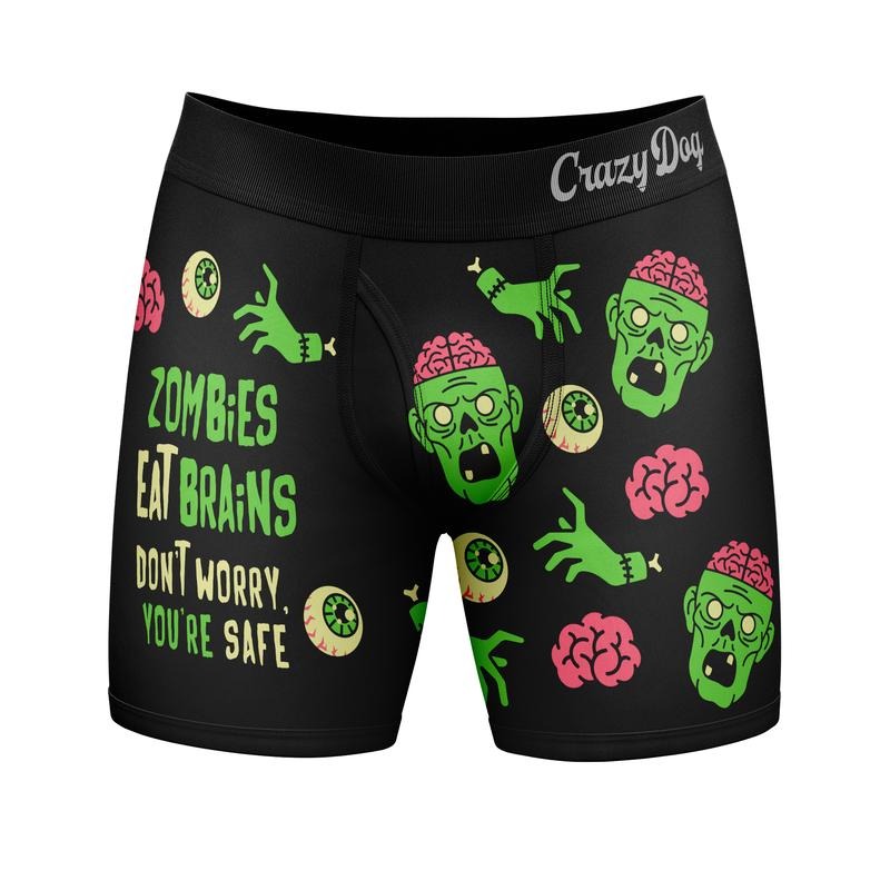 Zombies Eat Brains Don'T Worry You'Re Safe Boxer Briefs Funny Underwear Guys Funny Boxers Dad Joke Funny Zombie Novelty Boxer Briefs Black T-Shirts, Hoodie, Sweatshirt