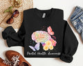 Mental Health Awareness Sweatshirt, Floral Brain Hoodie, Watercolor Healthy Mind Sweatshirt, Motivational Hoodie,...