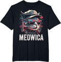 Meowica 4th of July Cat American Flag America USA  T-Shirt- Casual Basic Smooth apparel Cotton Menswear Hoodie, Sweatshirt