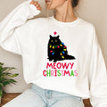 Meowy Christmas Sweatshirt, Cat Christmas Sweatshirt, Cat Lover Xmas T-Shirt, Christmas Cat Mom Sweater, Catmas Gift For...
