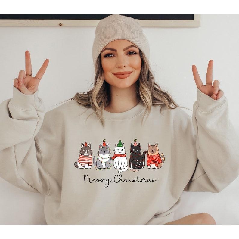 Meowy Christmas Sweatshirt, Hoodie, T