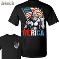 Merica Bigfoot Holding Flag Rock Hand Skeleton 4th July Shirt Independence Day Red White Blue Patriotic Shirt Top T-Shirts, Hoodie, Sweatshirt