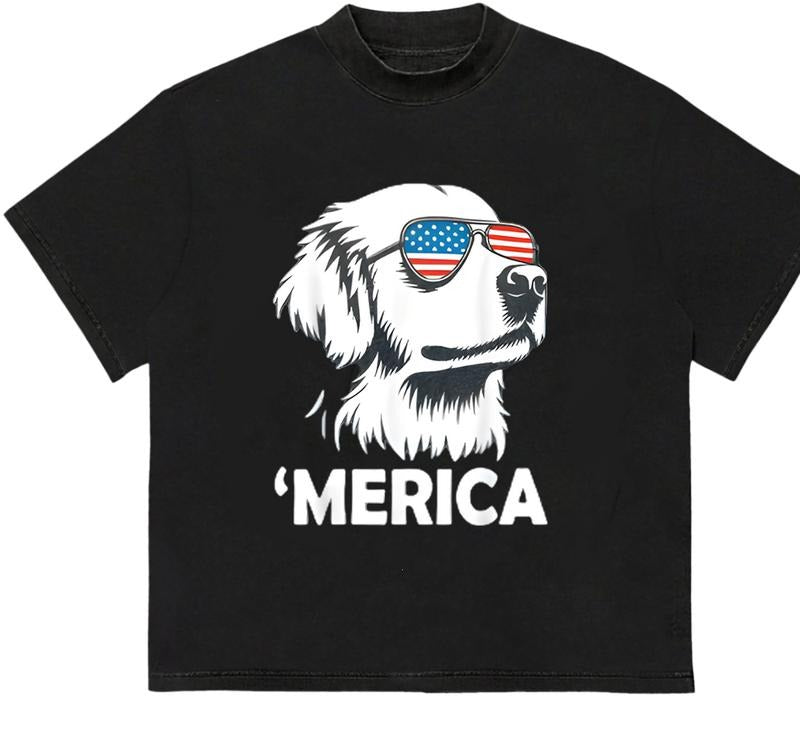Merica Golden Retriever T-Shirt Comfy T-Shirt for Nature Lovers Soft Cotton Hoodie, Sweatshirt | GrindPrints.com