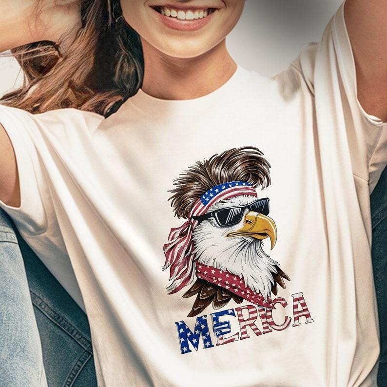 Merica Mullet Eagle Shirt 2024 USA trendy 4th fourth of July T-shirts Hoodie, T-shirt and sweater Sweatshirt